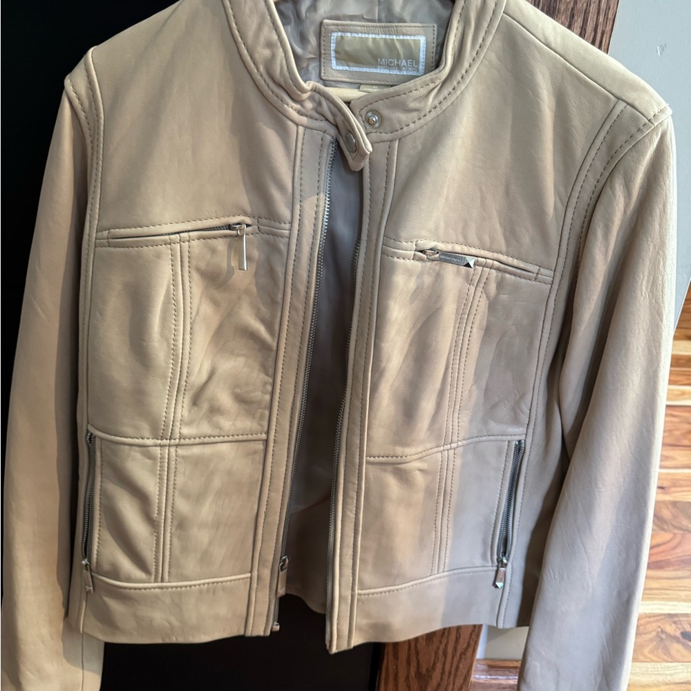 Michael Kors Beige Leather Jacket